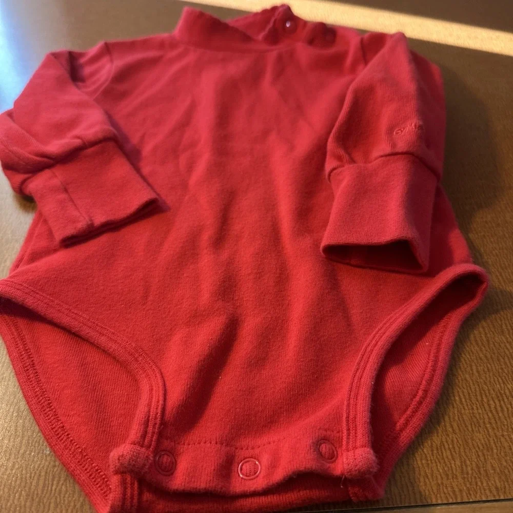 OLD Vintage Gymboree Line plain red infant bodysuit turtleneck classic baby girl